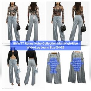 BNWTT Ronny Kobo Collection Mari High-Rise Wide-Leg Jeans Size 24-26
